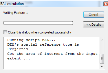 BAL calculation progress dialog