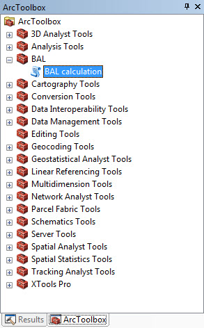 Select the tool **BAL calculation**.